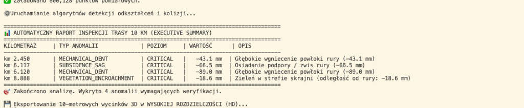 Weryfikacja wgniecenia rurociągu w CloudCompare